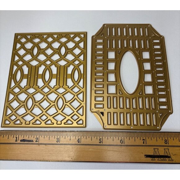 Anna Griffin Teilage Lattice Gate Metal Cutting Dies Gold Intricate Design Craft - Picture 4 of 12
